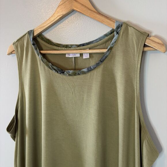 Logo Layers By Lori Goldstein Tank Top Olive Green Tunic Sleeveless Shir… - Picture 3 of 8